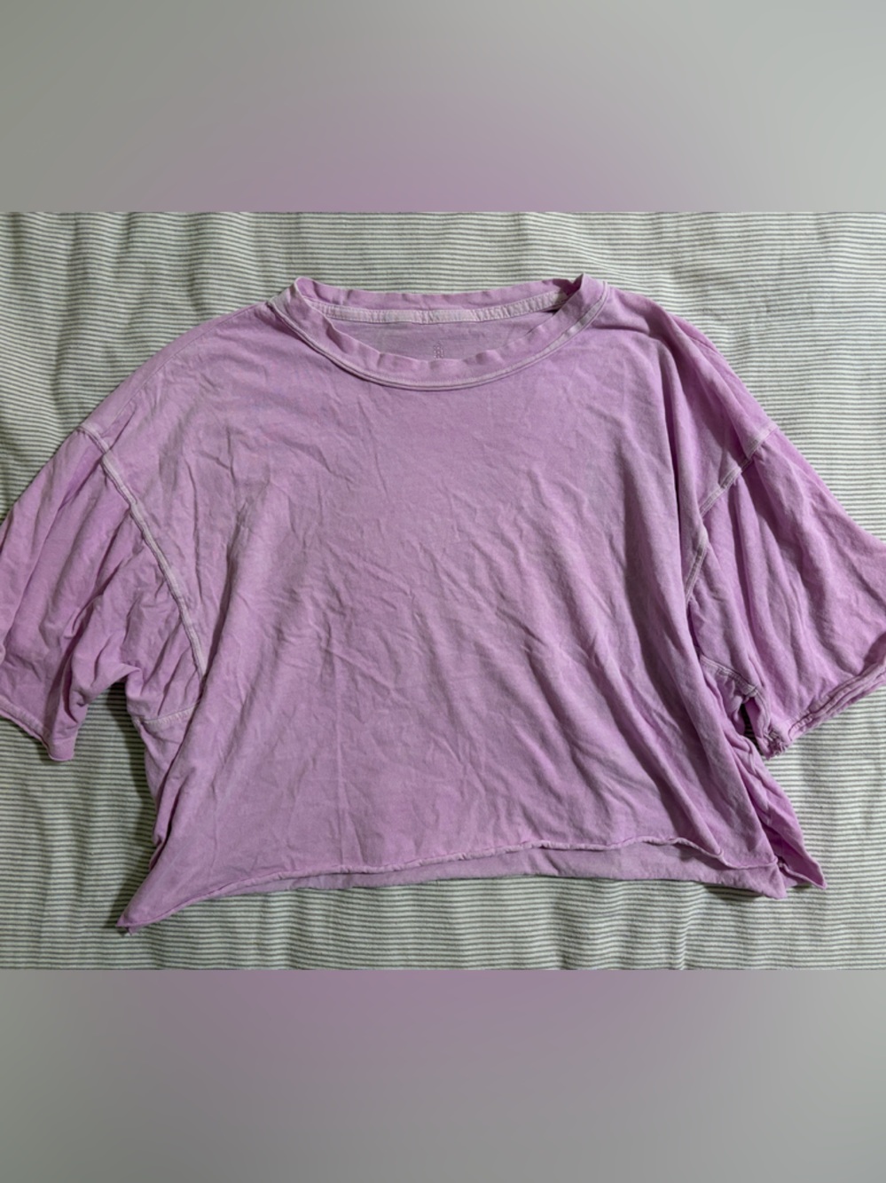 Free People Movement Cropped Boxy Tee Raw Hem- Lavender- Size XS